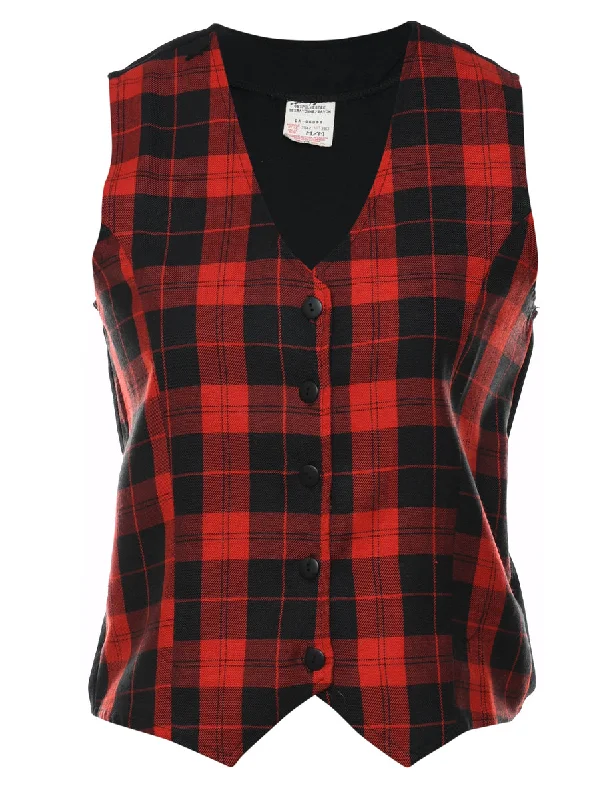 Major Savings classic trench coatRed & Black Tartan Waistcoat - M