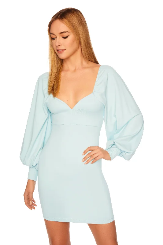 Extra Savings vintage-inspired dresssweetheart neck puff long sleeve dress