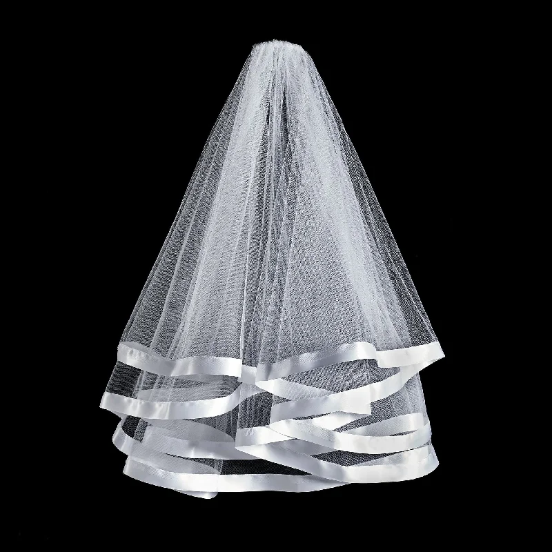 Reduced Prices classic fit-and-flare dressTwo Tiered Satin Edge Veil