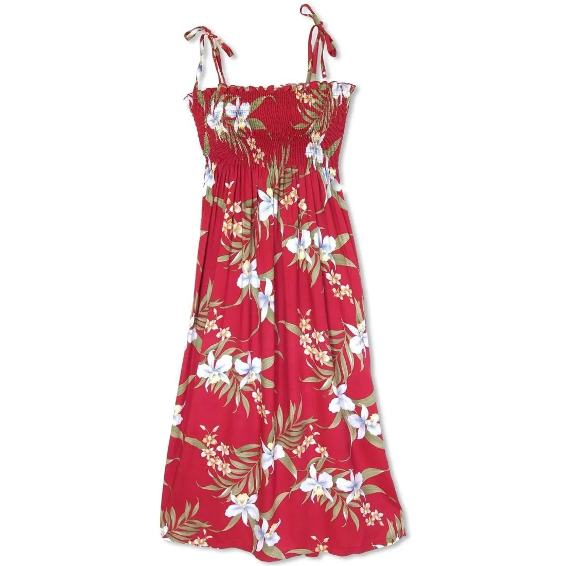 Deal Alert Bamboo Orchid Red Maxi Hawaiian Dress