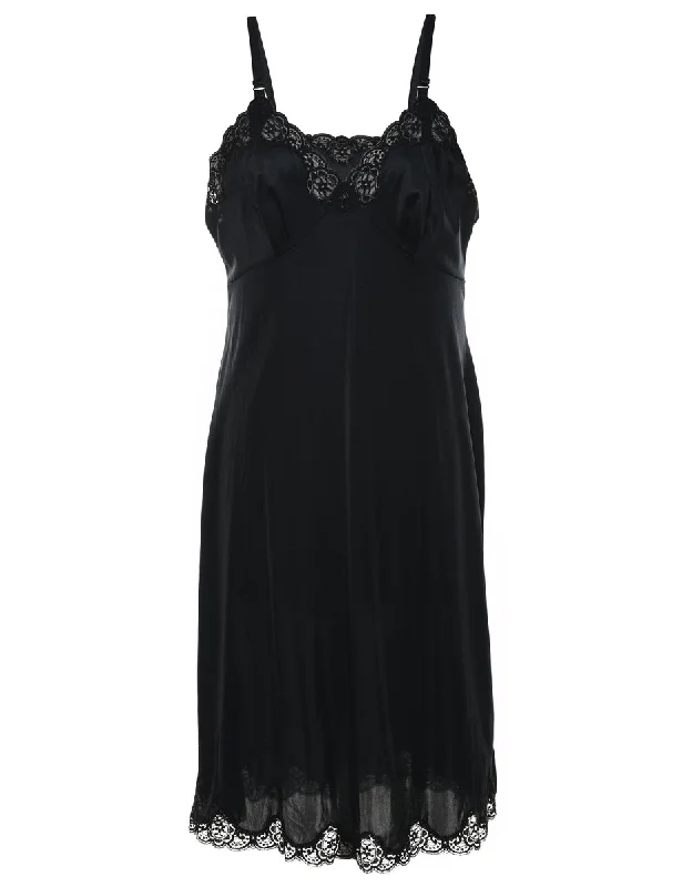 Clearance Sale zip-up jacketBlack Lace Trim Slip Dress - S