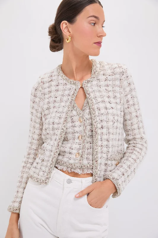 Today’s Deal casual sports coatCafe Au Lait Houndstooth Crewneck Jacket