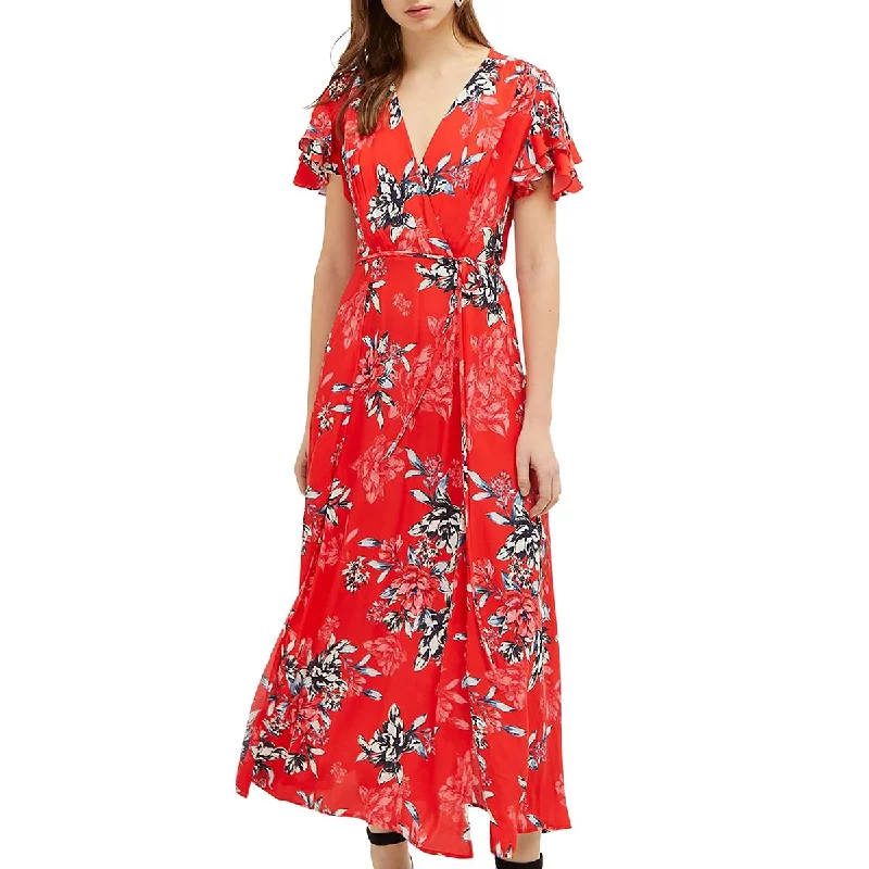 Sneak Peek Sale ruffle dressColetta Womens Floral Side Slits Maxi Dress