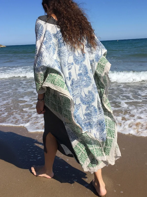 Limited Availability Wood Block Print Kaftan Floral Pattern