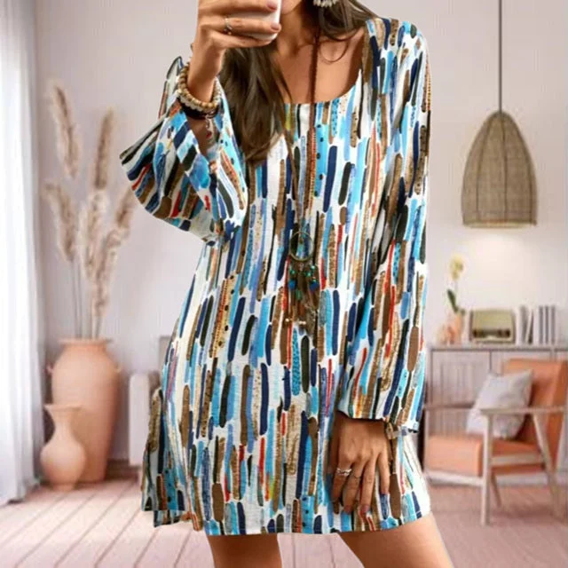 Stock Clearance statement dressColorful Print Casual Dress