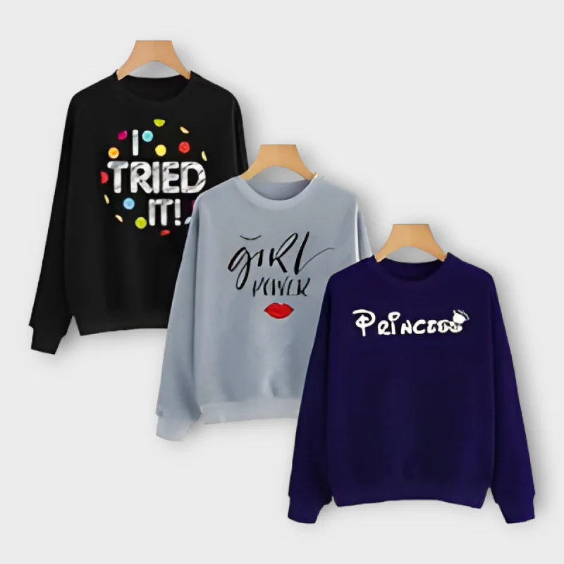 eco-friendly fitness hoodiePack Of 3 Winter Printed Sweatshirt For Women's