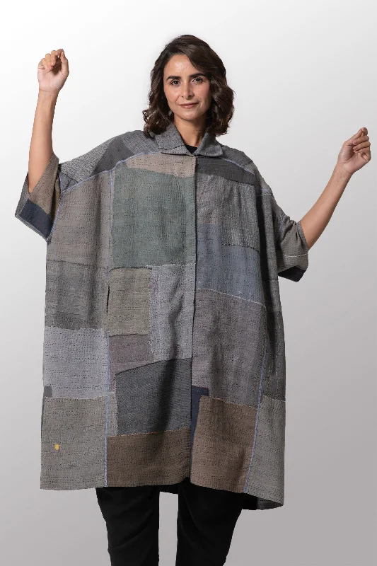 Super Sale FRAYED PATCH KANTHA WIDE SHIRT DRESS - fi2448-ntl -