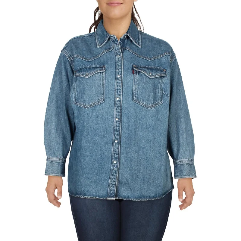 stylish blazer coatPlus Womens Cotton Long Sleeve Denim Jacket