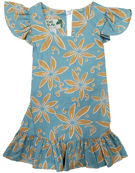 Mega Sale 105C - Girls Hawaiian Dress Tiare Teal