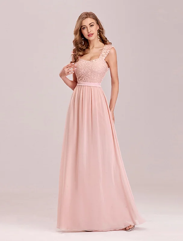 Today's Special A-Line Elegant Formal Evening Dress Backless Sleeveless Floor Length Chiffon with Pleats