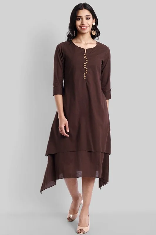 Exclusive Offers Brown Mul Cotton Hunter Dress