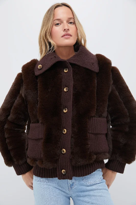 warm outerwearMahogany Faux Fur Walden Jacket