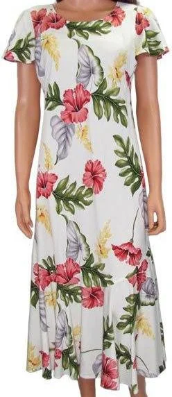 Limited Time Discount Hawaiian Dress Monstera Cream