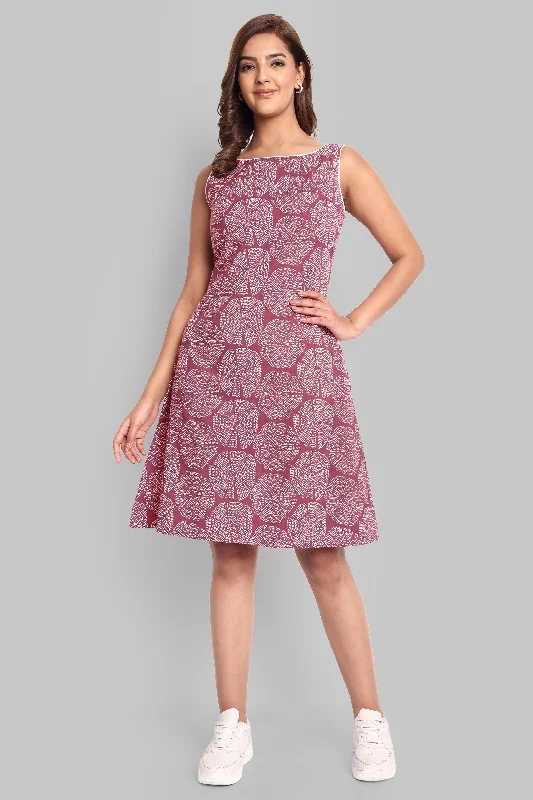 Can't Miss Cotton Pink Ajrak A Line Dress
