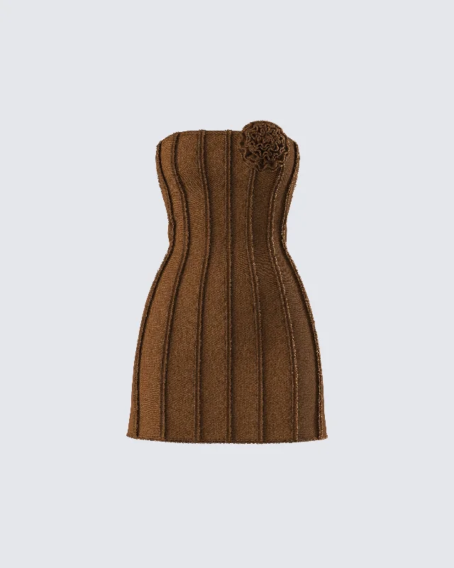 boho-chic dressRuby Brown Strapless Mini Dress