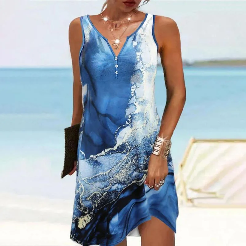 Price Fest t-shirt dressCasual Gradient Beach Dress