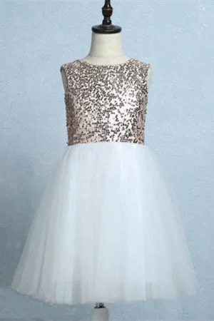 Buy Now casual dressCute Sequins White Tulle Flower Girl Dress