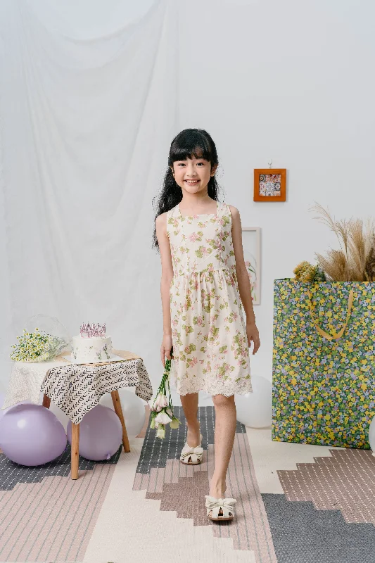 Special Discount Back-Tie Floral Lace Dress in Pink