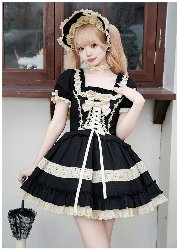 layered dress(BFM)With PUJI~Chapter Seven~Spring Cotton Lolita OP Dress Doll-Like Dress