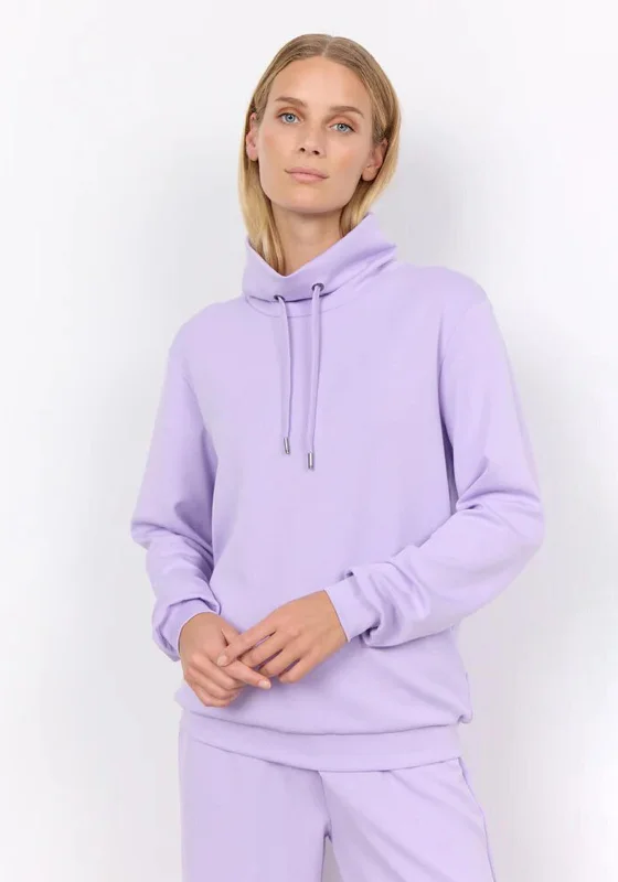 oversized hoodie with drawstringsSoya Concept Banu Drawstring Collar Sweatshirt, Light Purple