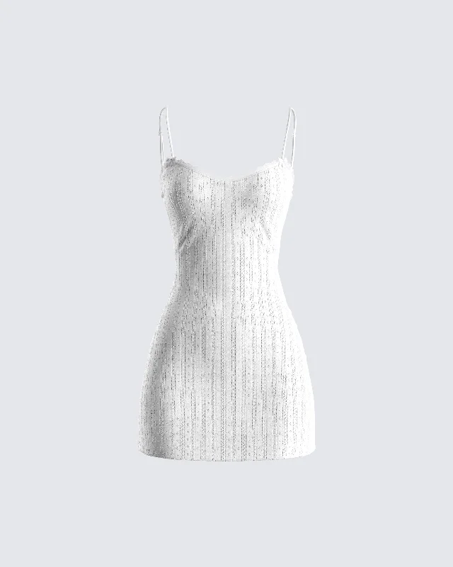 Price Smash vintage-inspired dressMazi White Pointelle Mini Dress