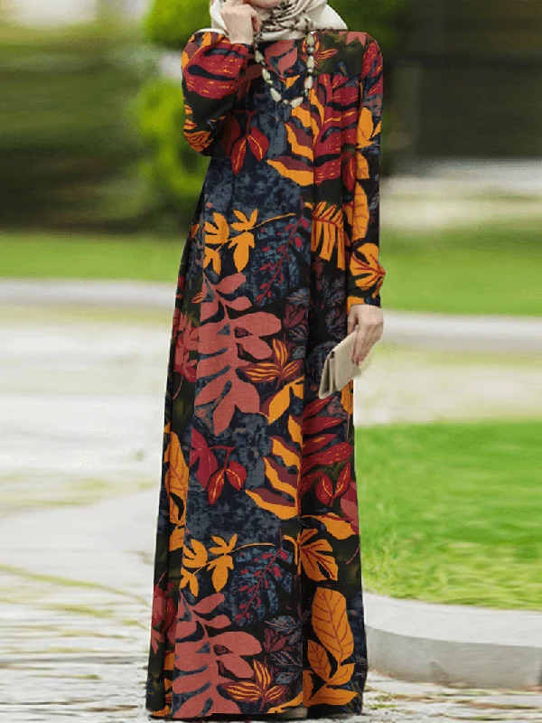 Savings Galore draped dressWomen Vintage Flowers Print Puff Sleeve Lace-Up Bohemian Maxi Dress