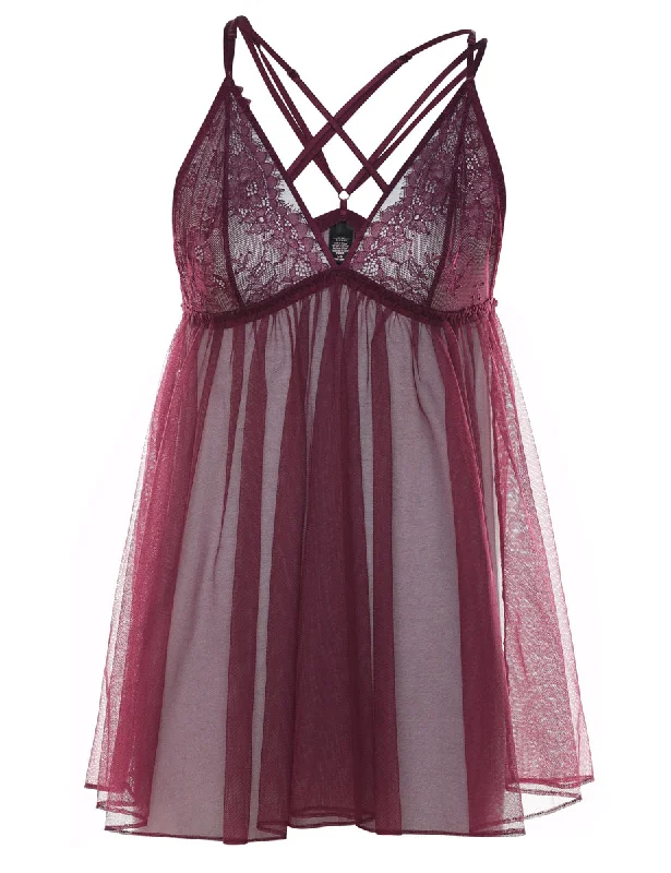 Price Blitz vintage coatPlum Sheer Criss-Cross Back Babydoll - S