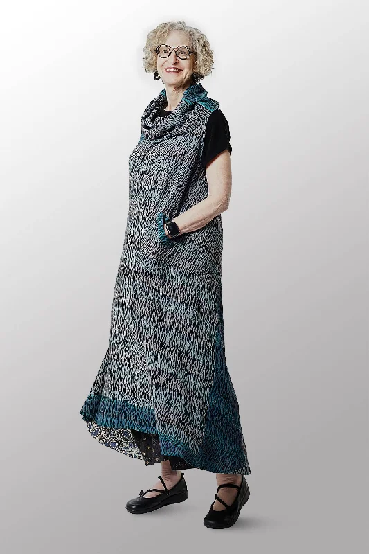 Fantastic Offers VINTAGE SILK GEORGETTE KANTHA COWL NECK MAXI DRESS - sg2438-0001m - Fantastic Offers VINTAGE SILK GEORGETTE KANTHA COWL NECK MAXI DRESS - sg2438-0001m -
