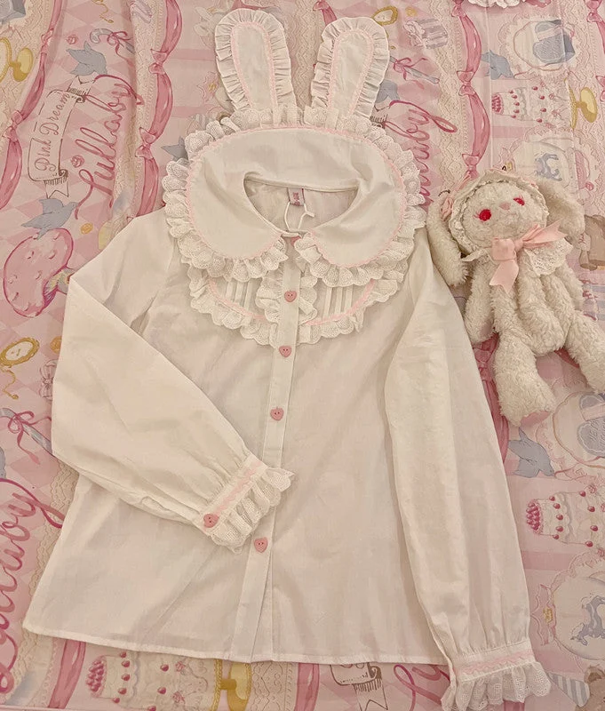 long sleeve rabbit ears blouse (pink)