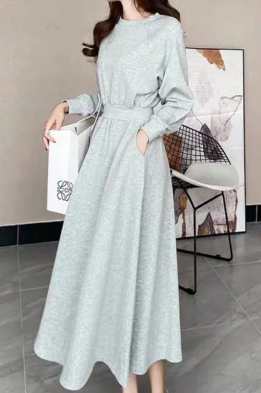Value Deals ashionable dressHigh Elastic Waist Sweatshirt Dress