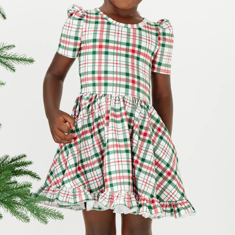 off-the-shoulder dressChristmas Plaid Twirl Dress