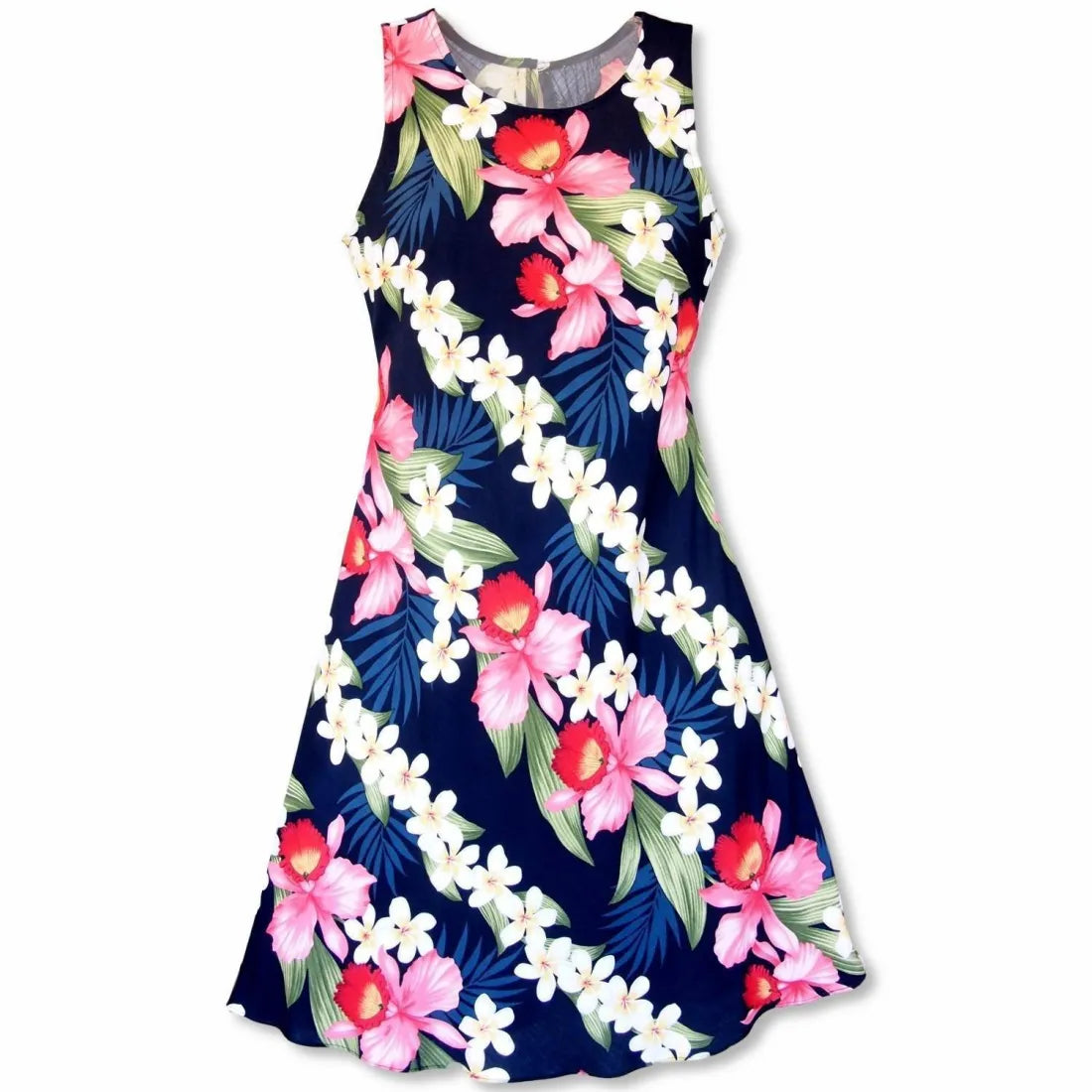 Crazy Savings Orchid Play Blue Rhythm Hawaiian Dress