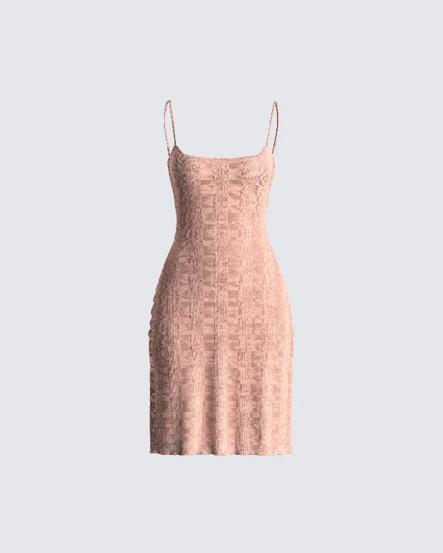 Time-Limited Offer elegant shift dressLou Pink Stripe Mini Sweater Dress