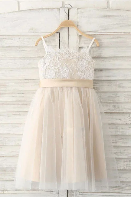 Savings Alert cocktail party dressPrincess Champagne Flower Girl Dress with Bow Knot