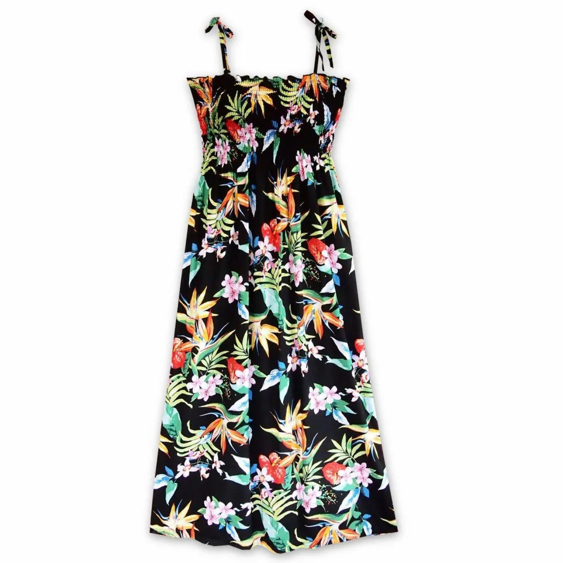 Mega Sale Jungle Black Maxi Hawaiian Dress