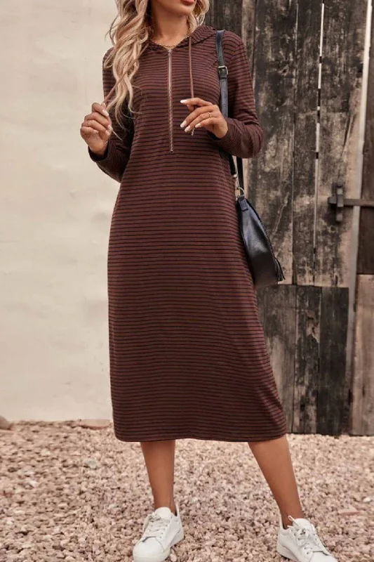 textured dressStriped Long Sleeve Hooded Dress