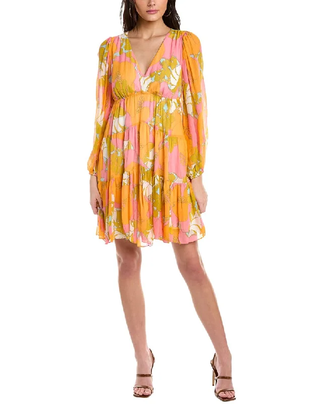 tiered dressTrina Turk Make Merry Silk-Blend Mini Dress