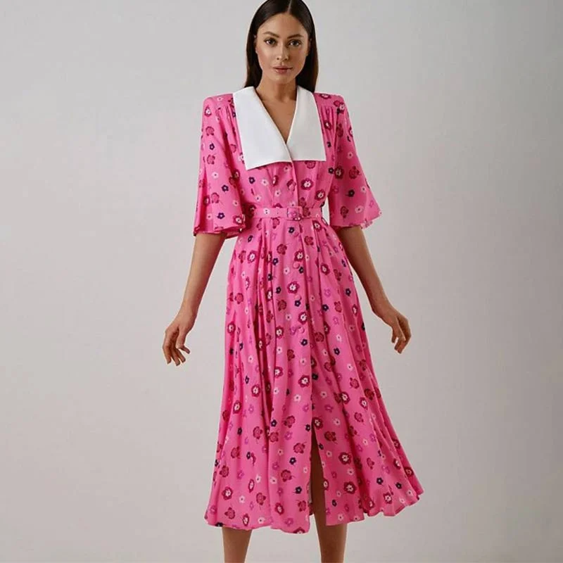 Crazy Savings printed dressCheryl Doll Collar Print Midi Dress