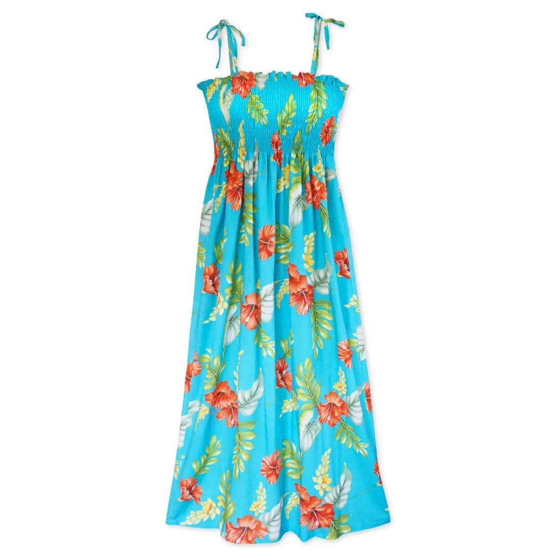 New Markdowns Honeymoon Aqua Maxi Hawaiian Dress