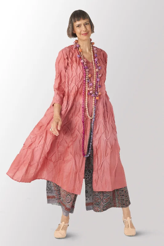 Big Discounts DYED COTTON SILK VOILE WAVY TUCK A-LINE DRESS - dc1453-pik -