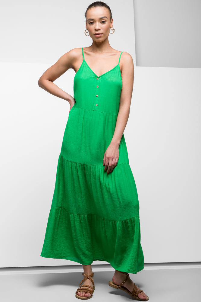 puff sleeve dressTiered Crinkle Dress Green