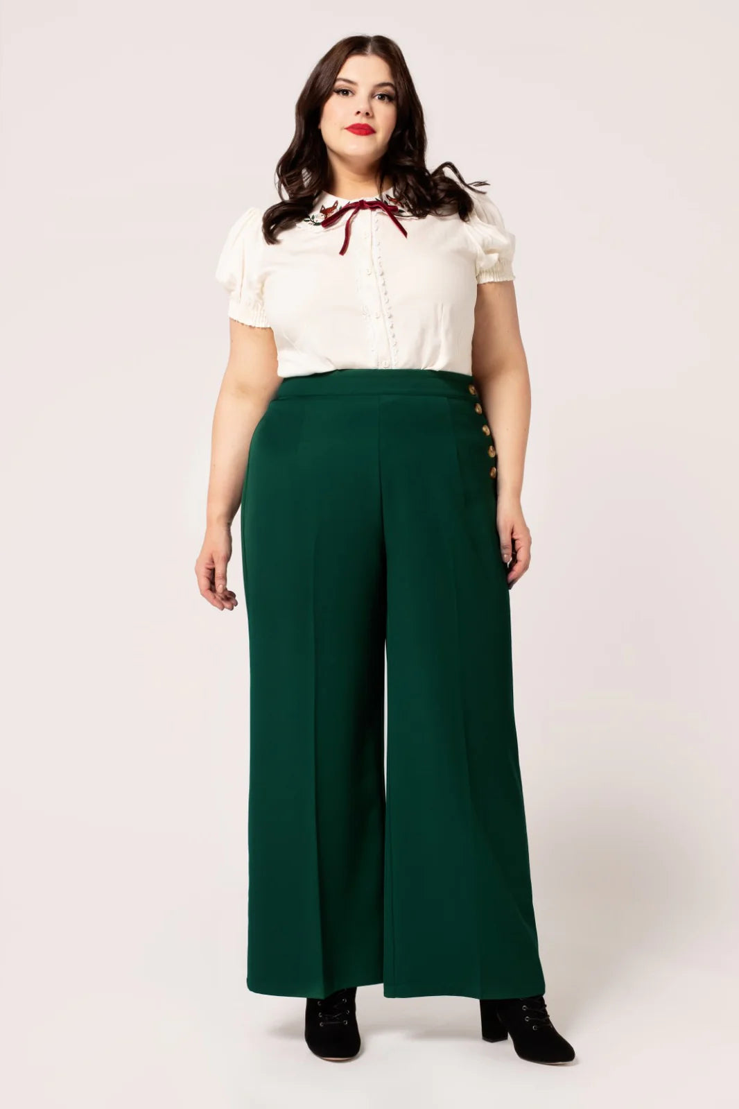 Clearance Sale ruched dressGinger Swing Trousers - Green