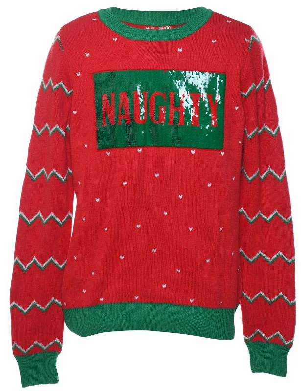 Low Prices raincoatRed & Green Sparkly Festive Gift Design Christmas Jumper - M
