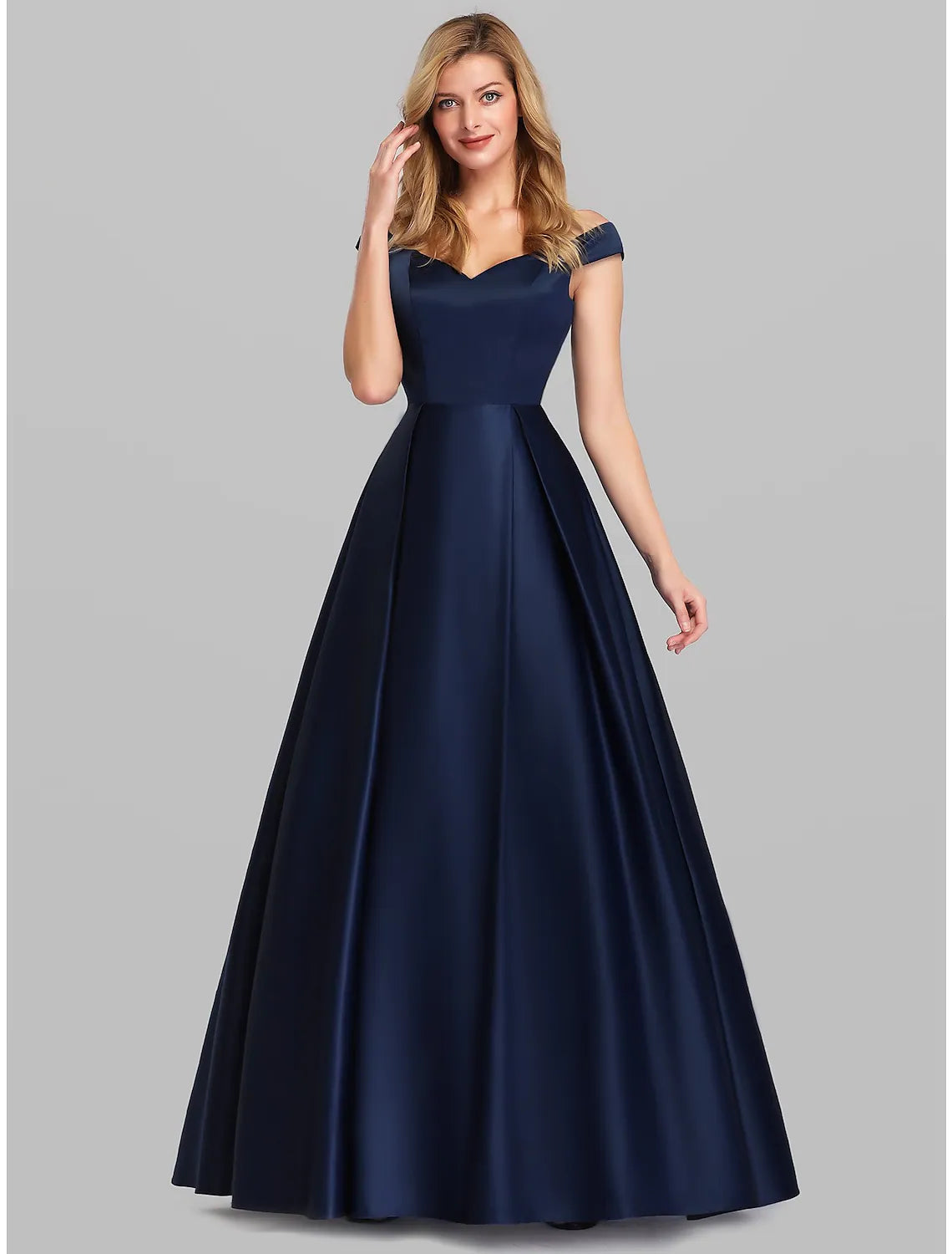Markdowns A-Line Evening Gown Elegant Luxurious Dress Wedding Guest Floor Length Sleeveless Plunging Charmeuse with Ruched