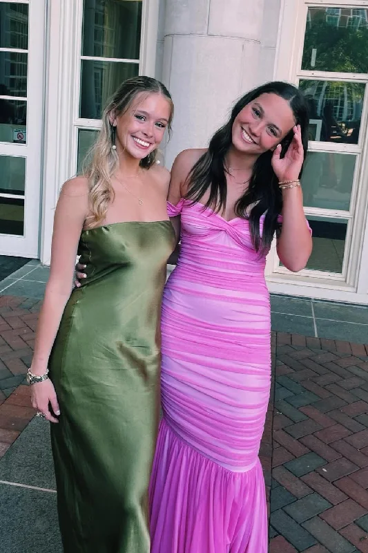 Quick Sale casual summer dressOff the Shoulder Pink Sheath Long Party Dress