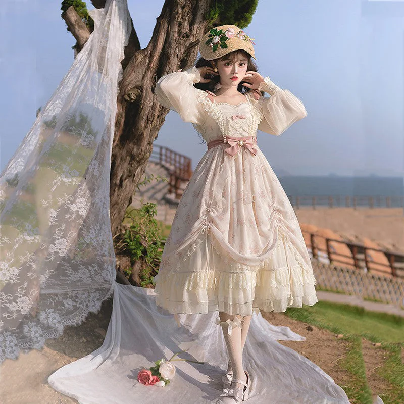 Unbeatable Prices chic wrap dressLetters from Unknown Star~Time Stationery~Elegant Lolita Long Sleeve OP Dress
