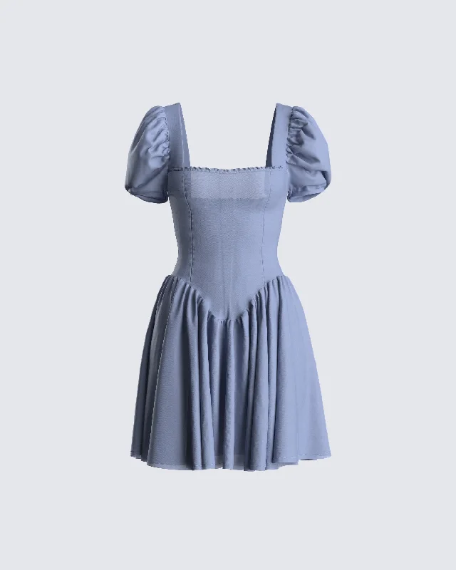 Stock Up and Save elegant evening dressAnilah Baby Blue Poplin Mini Dress