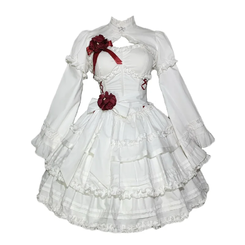 Incredible Offers layered dressMengfuzi~LiLith~White Gothic Lolita Dress With Optional Bolero and Sleeves