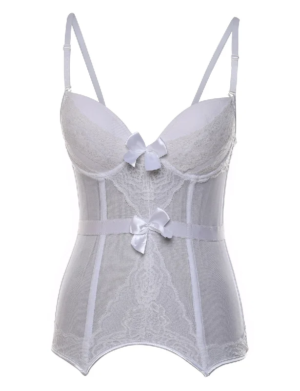 Deal Alert insulated coatWhite Sheer Lace Bustier - S