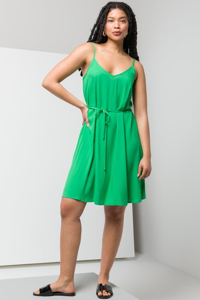 trendy dressBelted Strappy Dress Bright Green